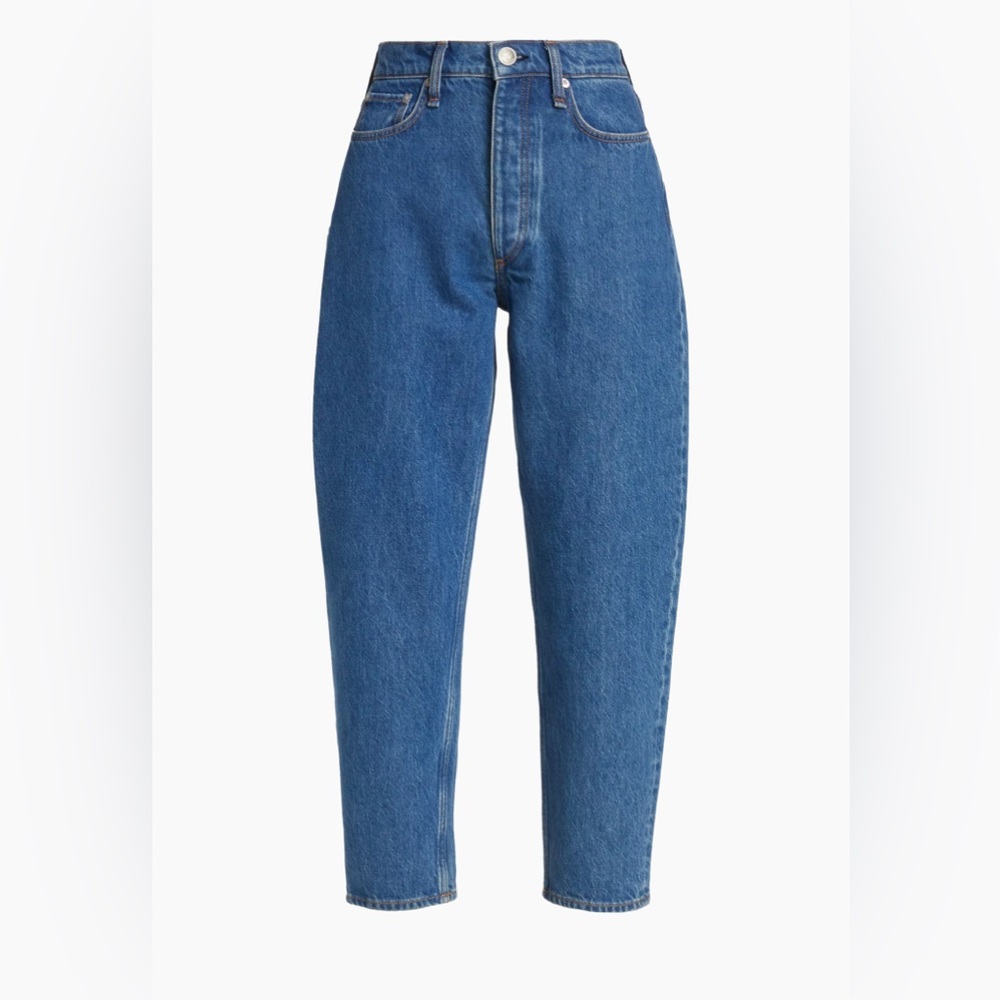 RAG & BONE ALISSA HIGH WAISTED BARREL CUT ANKLE BUTTON FLY FRONT JEANS (Altered) - Picture 8 of 16